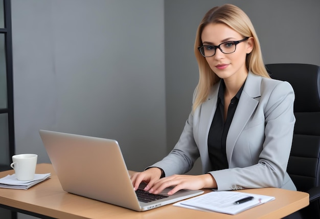 Business Woman using Laptop