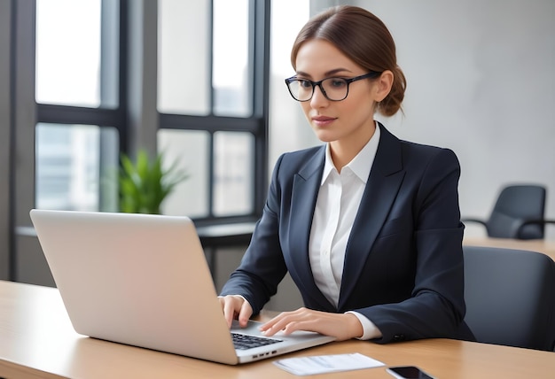 Business Woman using Laptop