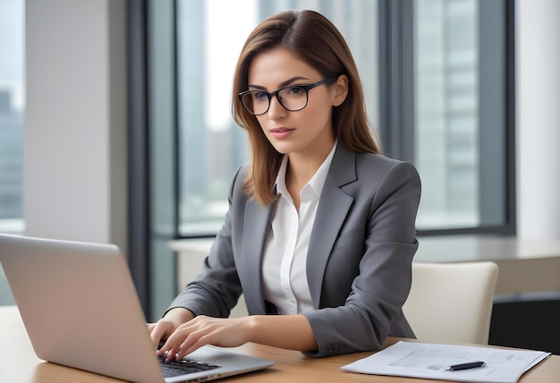 Business Woman using Laptop