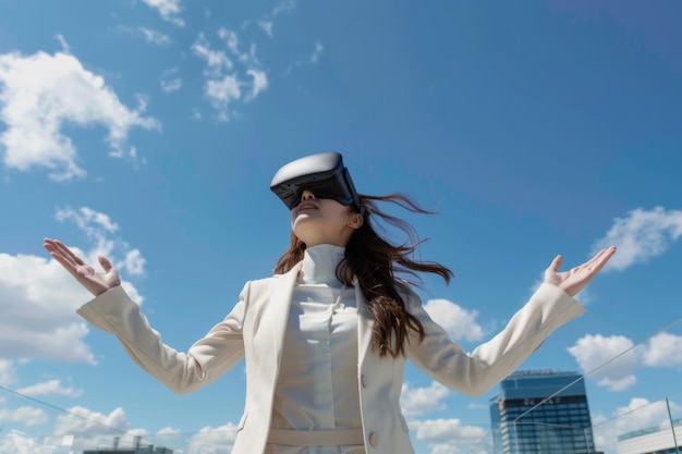 business Woman virtual reality Visualize any product in their Office spaces mockup screen