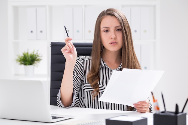 Business woman working with documents