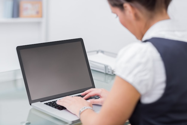 Business worker using laptop at desk