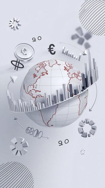 Photo business world globe and financial graphs on a light background