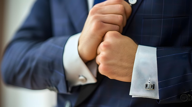 Photo businessman adjusting his cufflinks