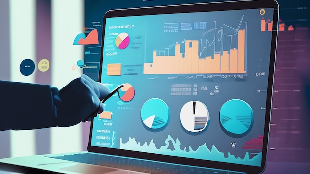 businessman analyzing business Enterprise data management business analytics with charts metrics