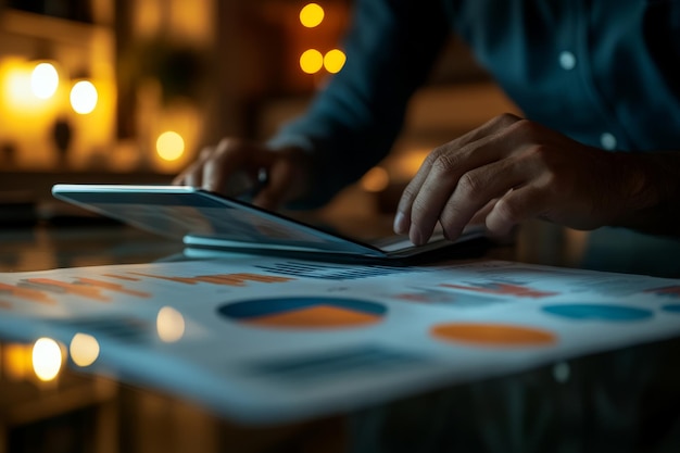 Photo businessman analyzing data on a tablet