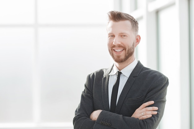 businessman on the background of a bright office