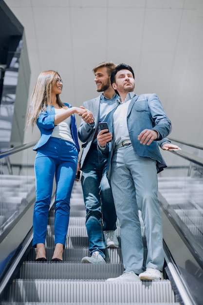 Businessman and business woman greeting each other  business concept