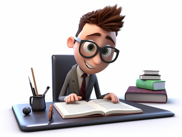 a businessman busy working 3d illustration character generative ai