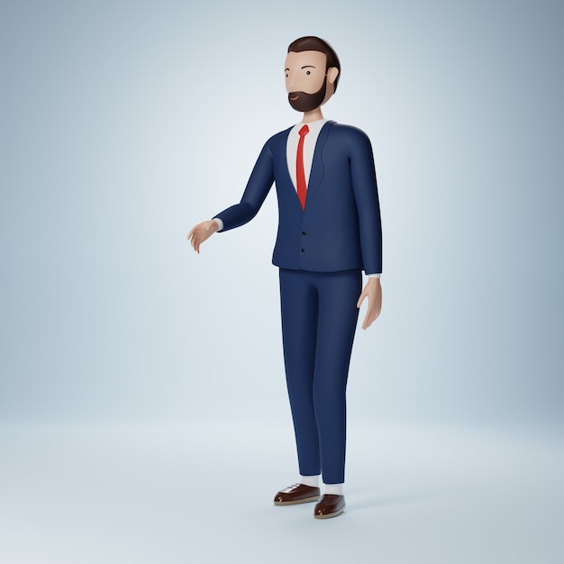 Businessman cartoon character shake hand pose isolated