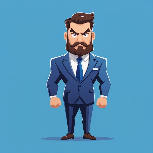 Businessman Cartoon Character Vector Illustration Businessman In Blue Suit