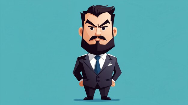 Businessman Cartoon Character With Mustache And Tuxedo Vector Illustration Graphic Design