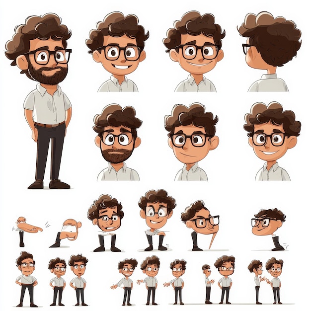 Photo businessman character creation set with various poses and emotions vector illustration