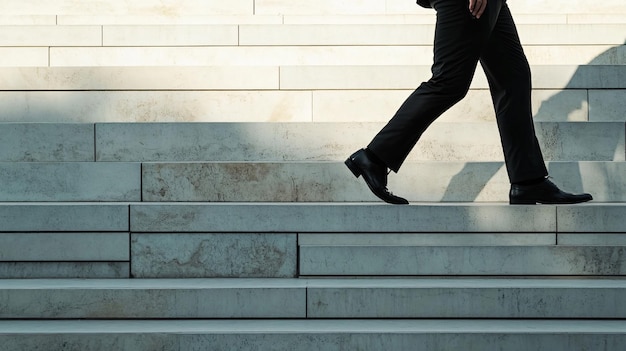 Photo businessman climbing steps motivation and challenges