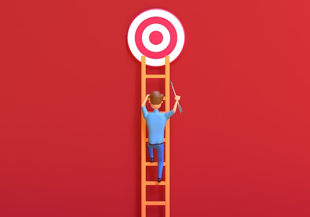 businessman climbs the ladder to achieve the goal 3d render illustration