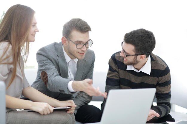 Businessman discussing with business team ideas for a new business project