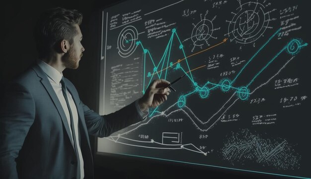 Businessman draw growth graph and progress of businesGenerative AI