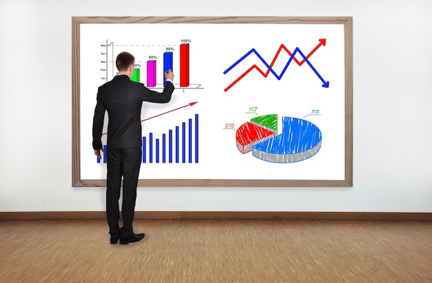 Businessman drawing graph