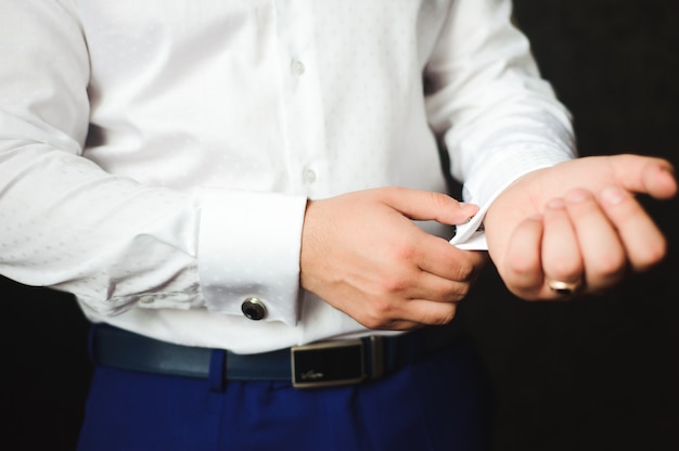 Businessman dressed costume before meeting with partners