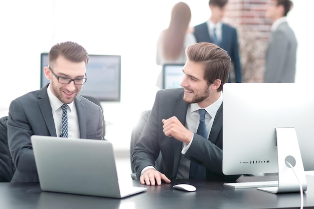 Businessman explains the idea of the project to a colleague