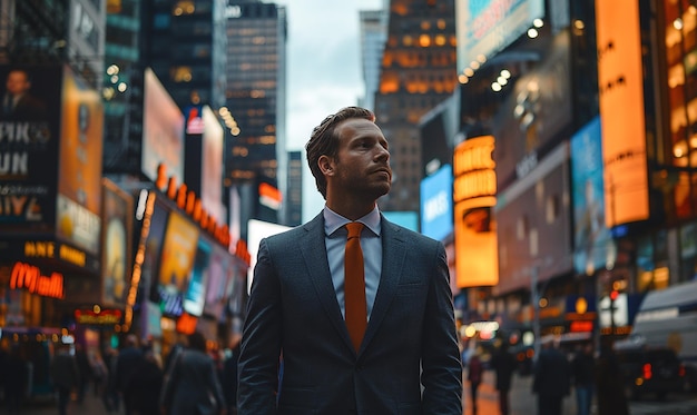 Businessman in a Financial District Navigating the Streets