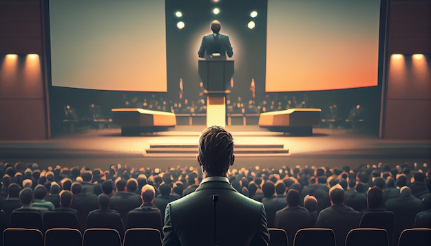 Businessman in front of a conference hall Generative Ai