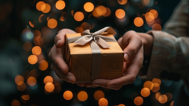 Businessman Giving Gift Box to Colleague