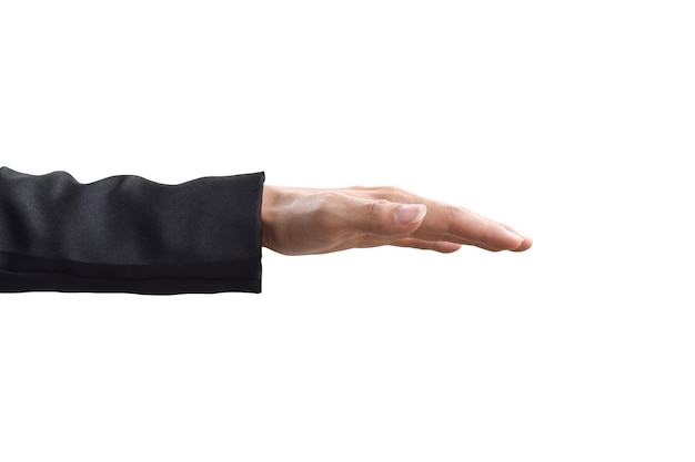 Businessman hand gesture in suit isolated on white background with clipping path