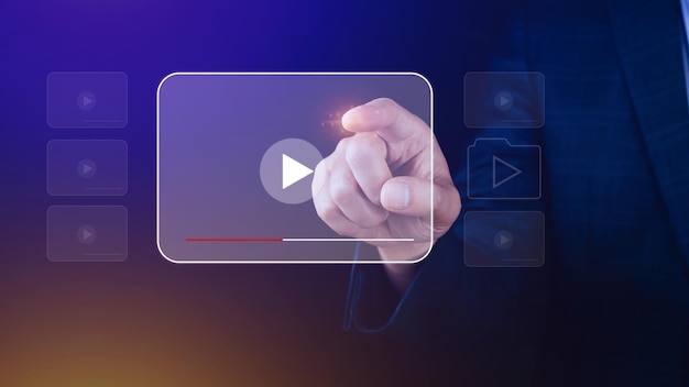 Businessman hands using for streaming online watching video on internet live concert show or tutorial content online