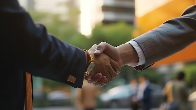 Businessman handshake for teamwork of business Generative AI