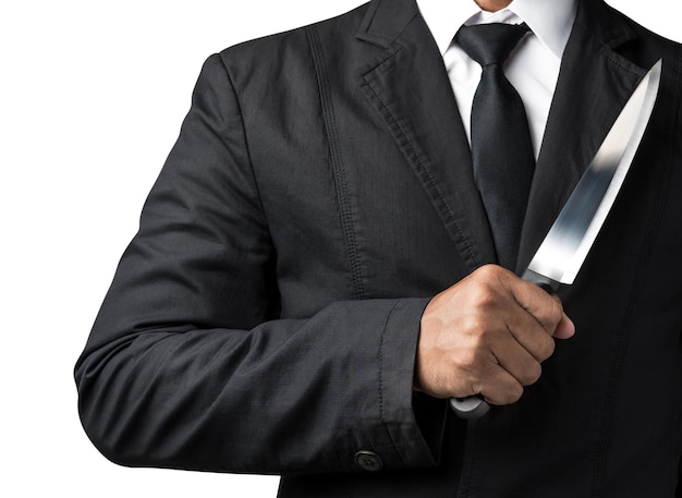 Businessman hold on knife