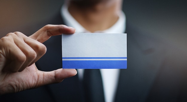 Businessman Holding Card of Altai Republic Flag