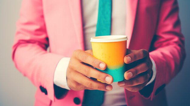 businessman holding coffee cup