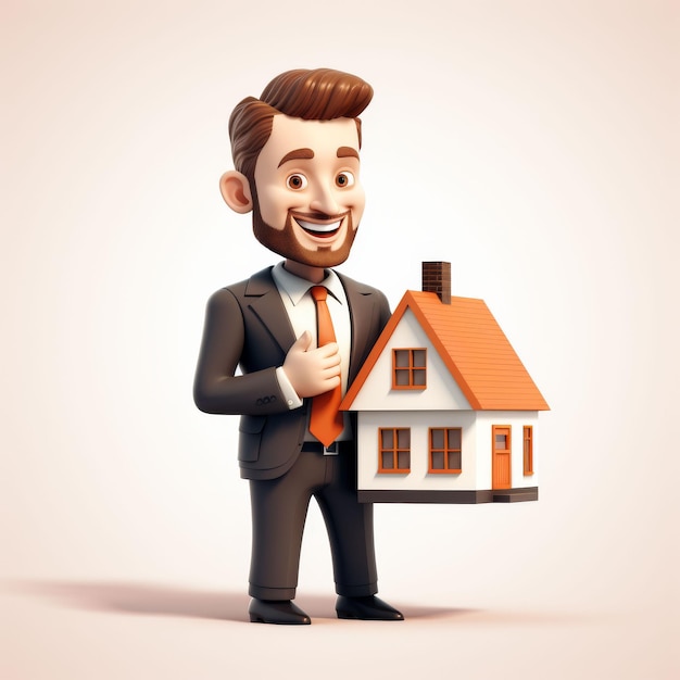 Businessman Holding House in Suit