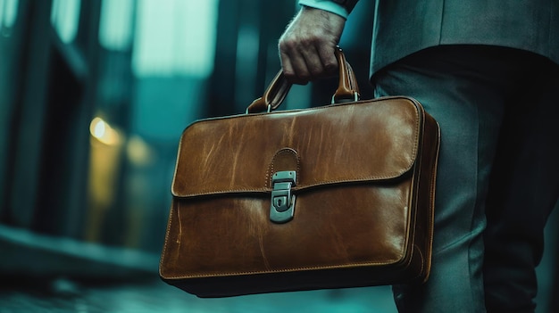 Businessman Holding a Leather Briefcase