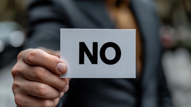 Businessman holding sign with no written on it