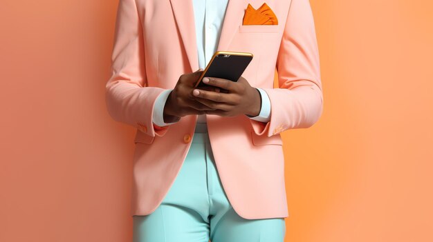 businessman holding smartphone