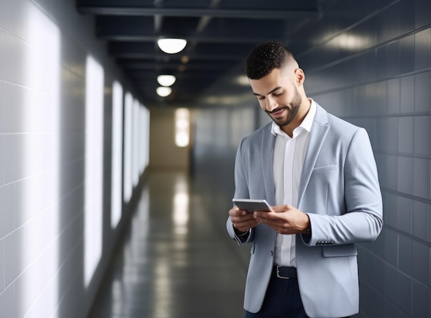 Businessman holding a tablet