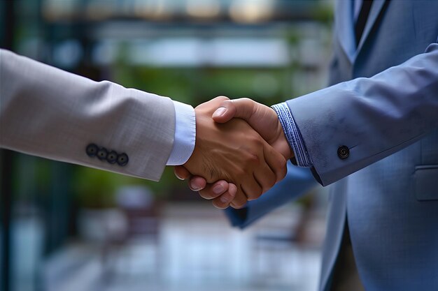 Businessman in a Light Navy Suit Shaking Hands