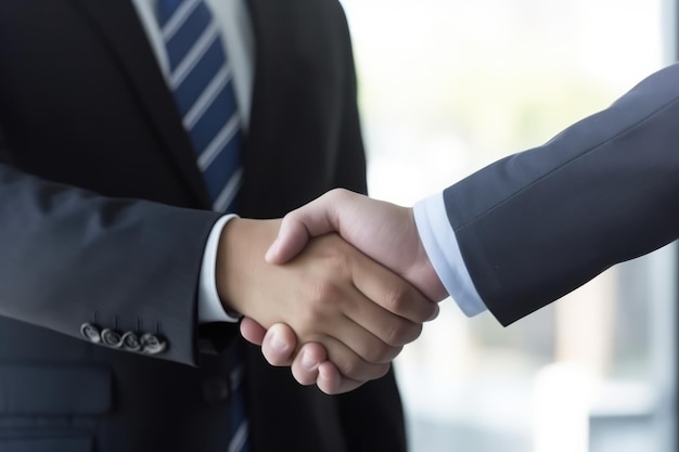 Businessman making handshake with partner generative ai