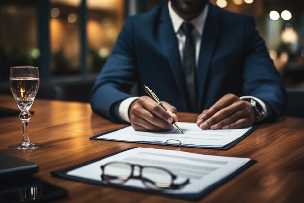 A businessman manager works in an office