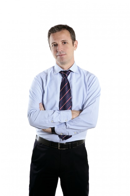 Businessman medium age crossed arms tie