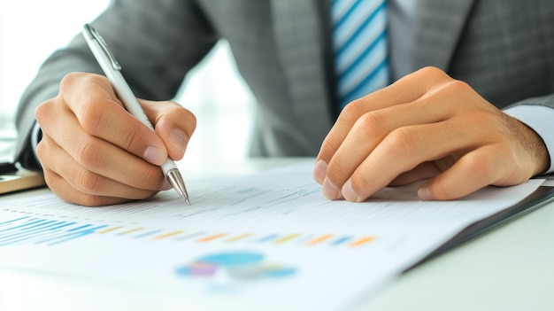 Photo a businessman participating in a financial planning meeting