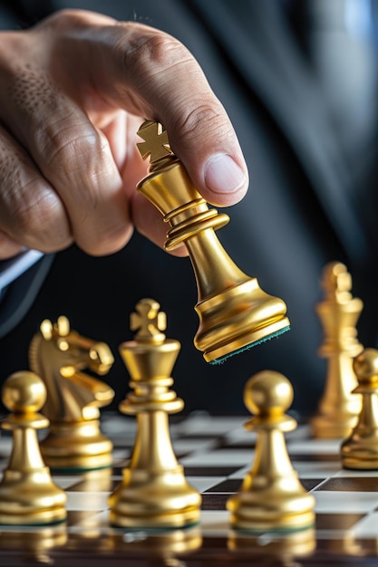 Businessman playing chess