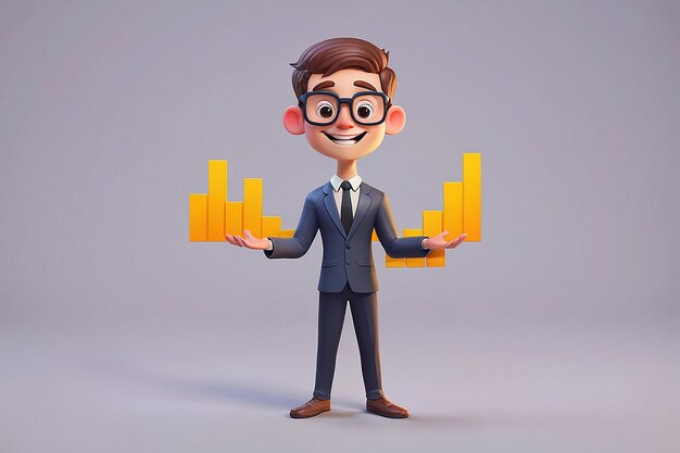 Photo businessman presentation cartoon character 3d illustration