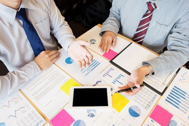 businessman presenting something at the seminar using tablet at the office , Audit concept at working