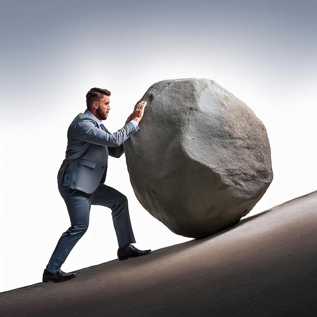 Photo businessman pushing against adversity