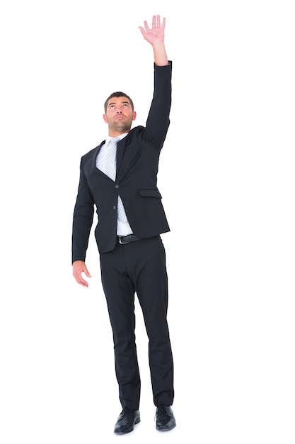 Businessman put his hand up 