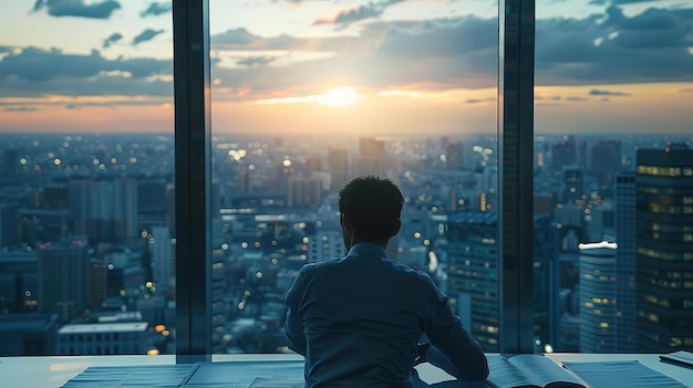 a businessman reviewing financial reports