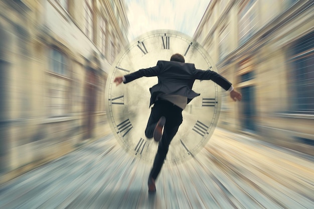 Photo businessman running out of time